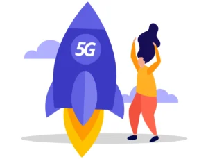 Illustration af 5G-raket, som affyres