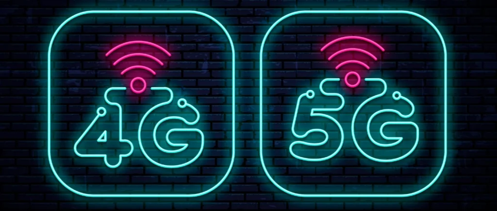 Illustration af 4G vs. 5G mobilt bredbånd